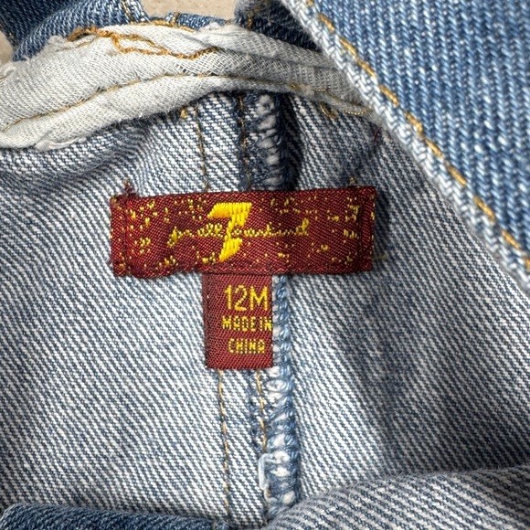 7 for all Mankind Denim 100% Cotton Button Front Overall Blue Jean Dress 12 M - Picture 13 of 14